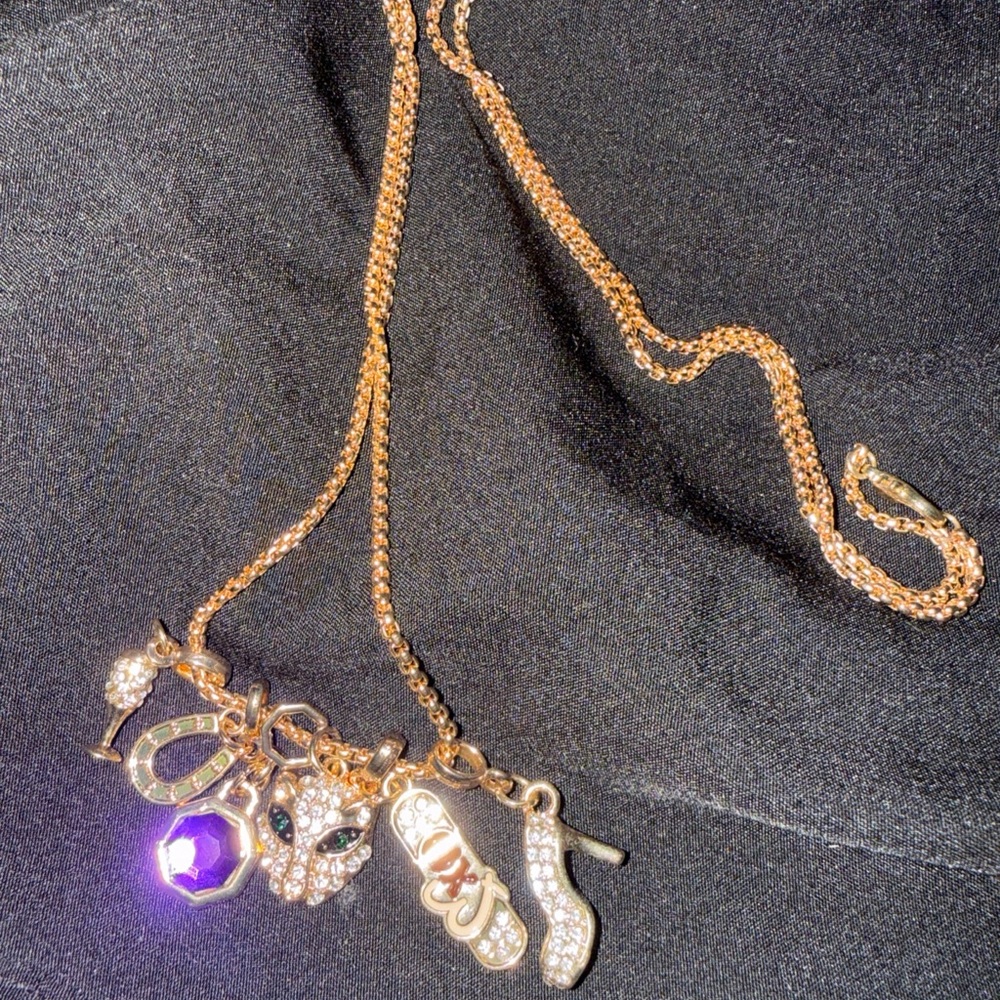 New EFFY Necklace WITH LOVE 24" Chain & 6 Charms Pendant Gold Plated MSC Cruise